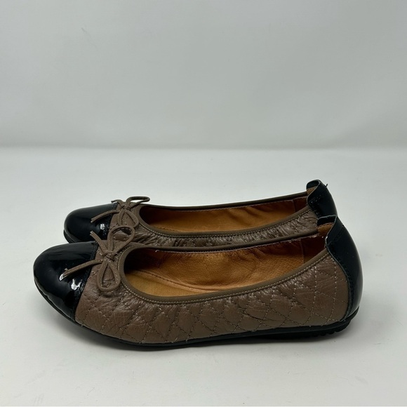 Josef Seibel Pippa Brown Quilted Leather Flats Black Cap Toe Size 37 with Bow - Picture 6 of 13
